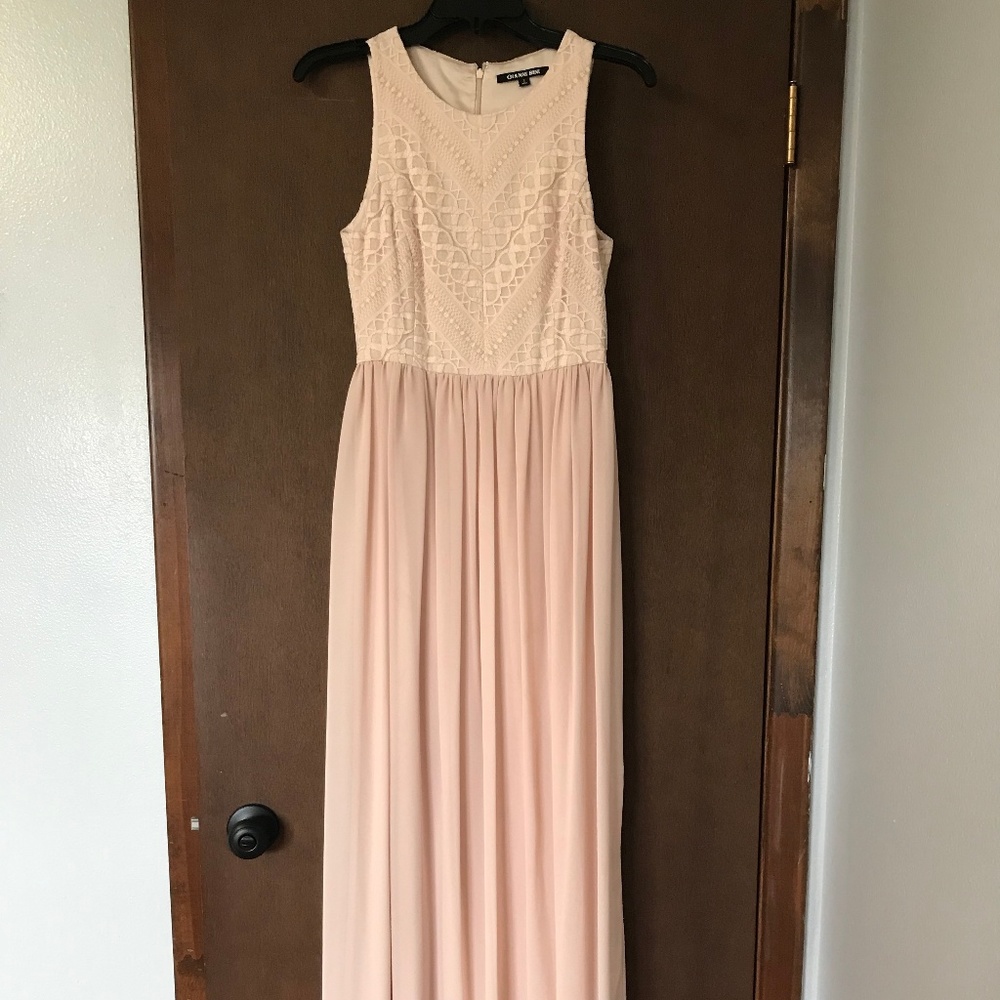 Blush Gianni Binni Lace detail floor length gown